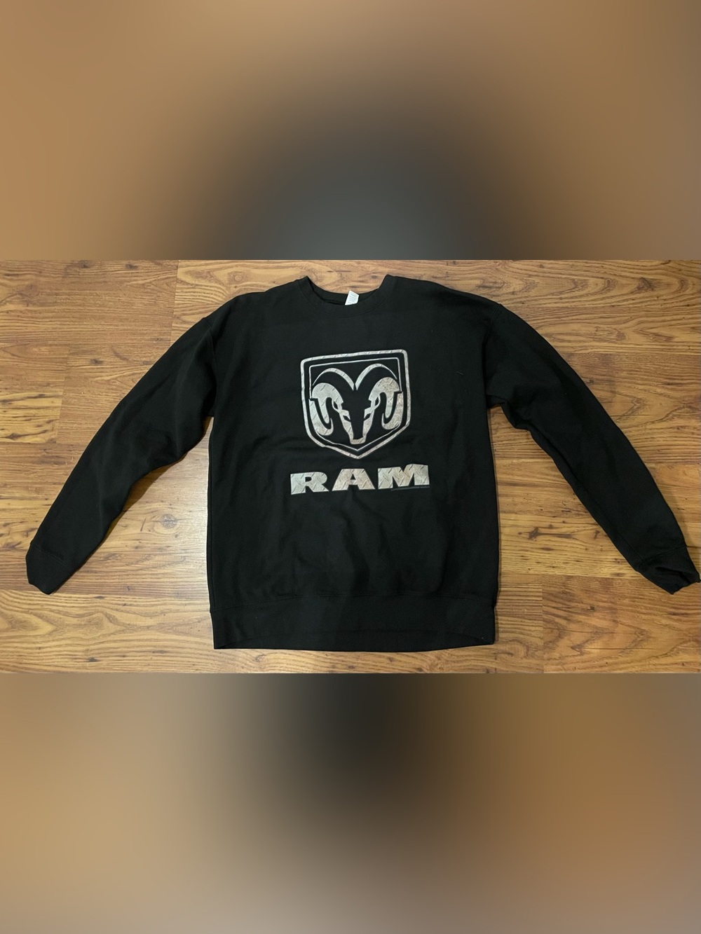 Tultex Black Crewneck Sweater with Silver RAM Logo